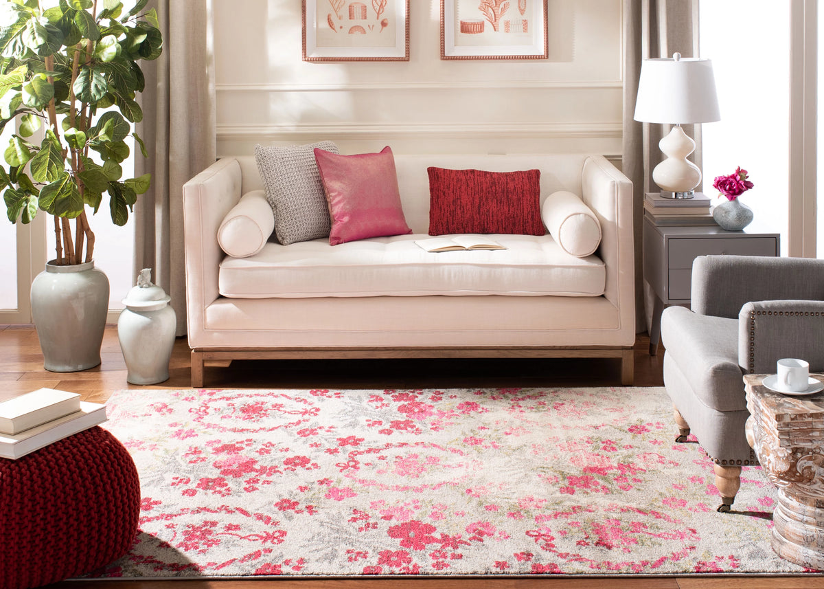 Cyan Floral Area Rug L149877