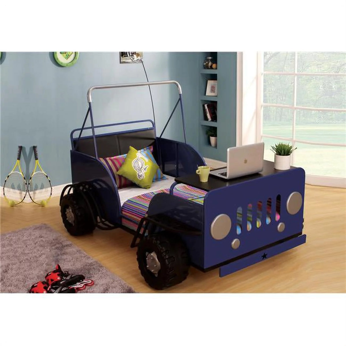 Dark Gray Fabric King Bed With Storage J5096