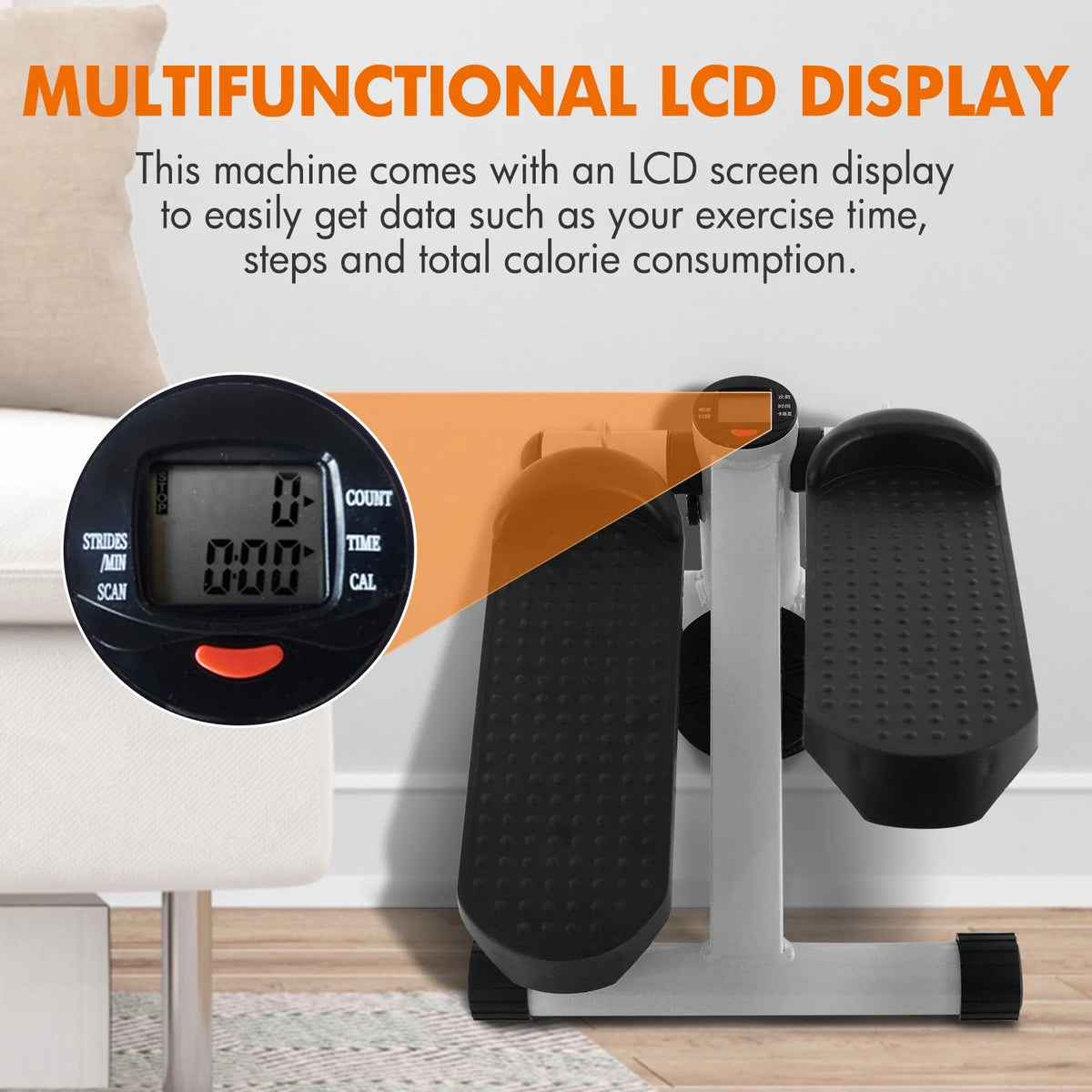 Gray Mini Stepper Air Stair Climber Exercise Machine with Resistance Band L560138