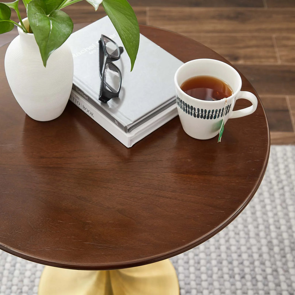 Round Wood Stainless Steel Side Table M8651