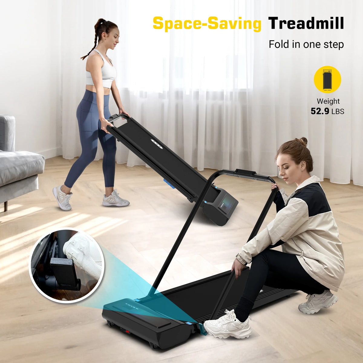 2 in 1 Folding Treadmill Black P397109