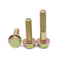 M6 x 1.00 x 12 mm Coarse Thread DIN 6921 Class 10.9 Hex Flange Screw Medium Carbon Steel Yellow Zinc Plated Q497