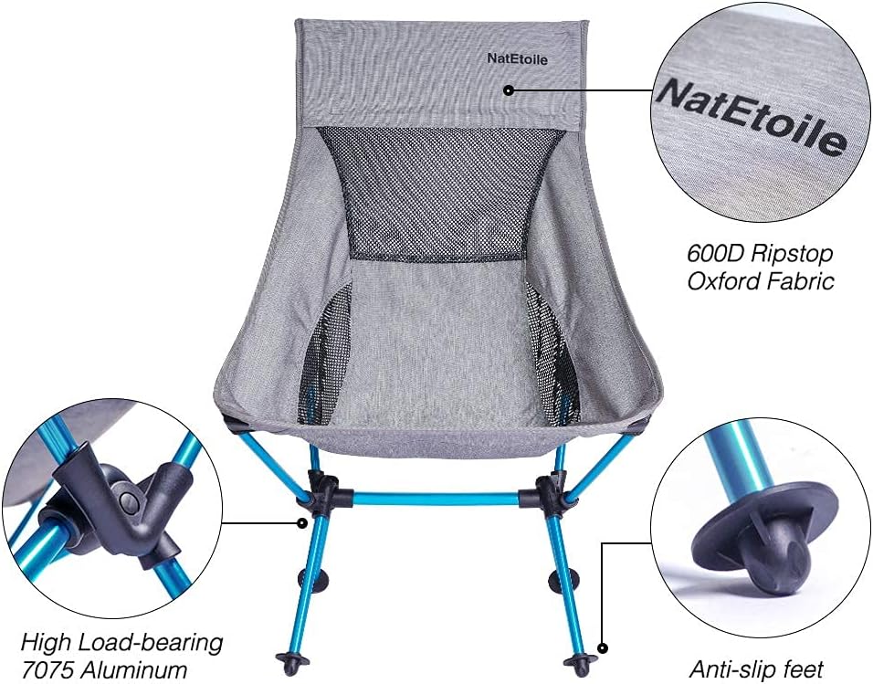 Compact Camping Chair with High Back and Side Pockets I521