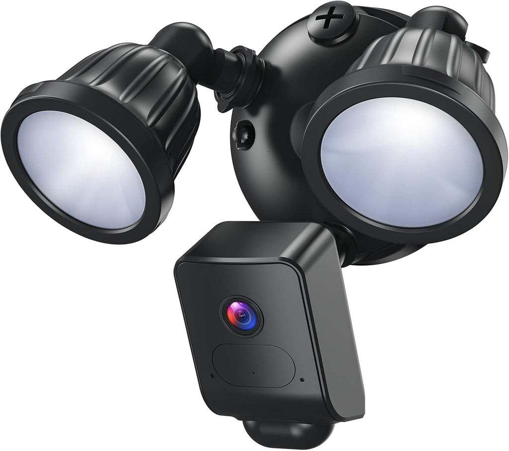2500 Lumens Floodlight Camera Outdoor, Motion-Activated Light, Motion Detection and Siren Alarm, Waterproof (Black) D178149