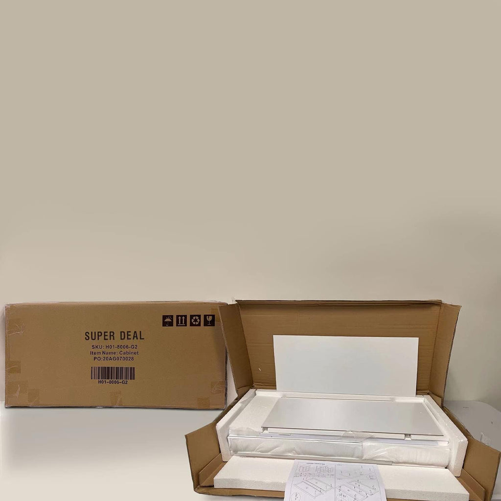 Bathroom Floor Storage Cabinet with Adjustable Shelf and Double Door O8496