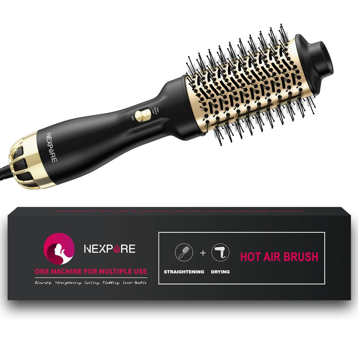 4 in 1 Hair Dryer Brush with Negative Ion Ceramic Titanium Barrel C806
