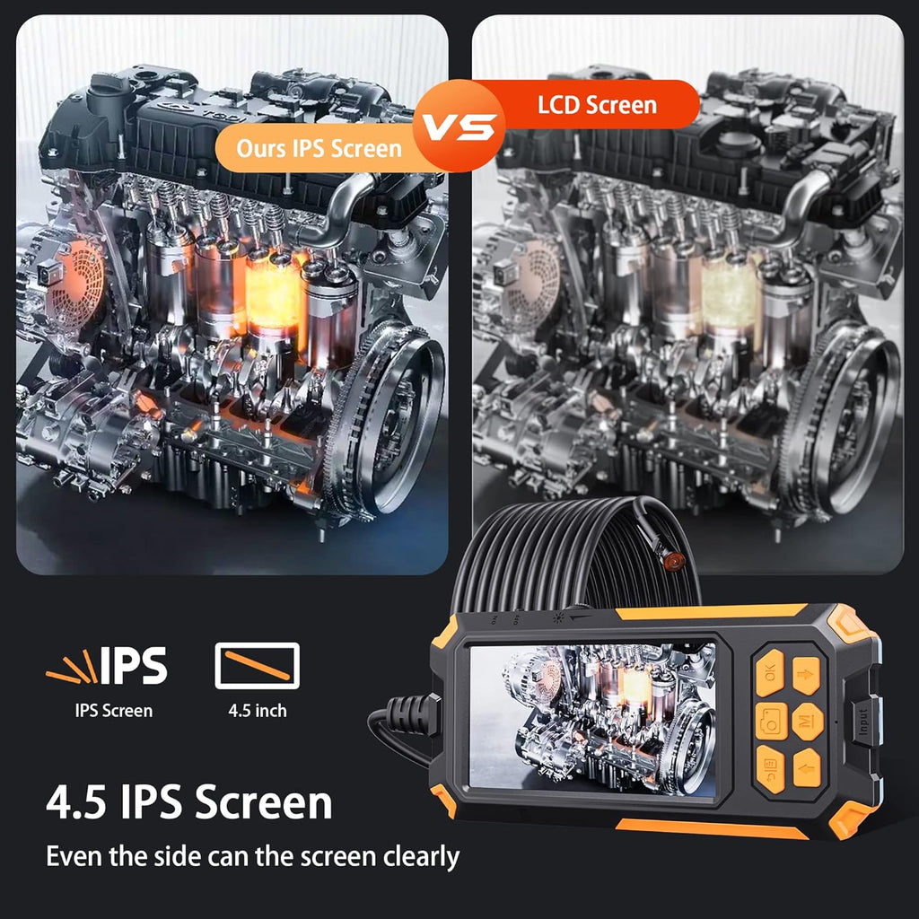 7.9mm 1080P Dual Lens Borescope Endoscope Camera with 4.5 IPS Screen A3284