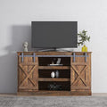 Rustic Natural Wooden TV Stand with Sliding Barn Doors T283083
