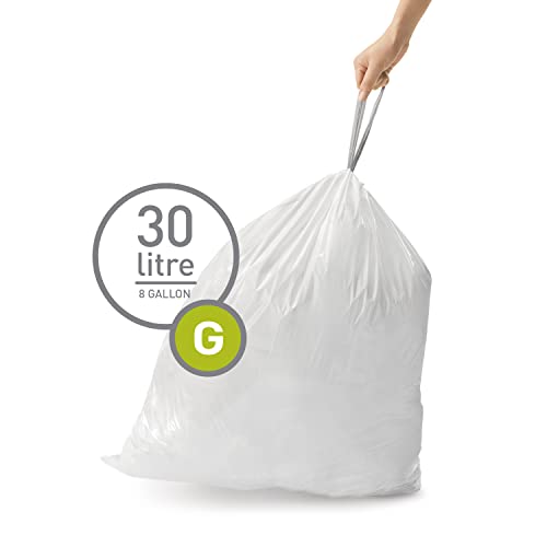 White 30 Liter / 8 Gallon Drawstring Trash Bags F753883