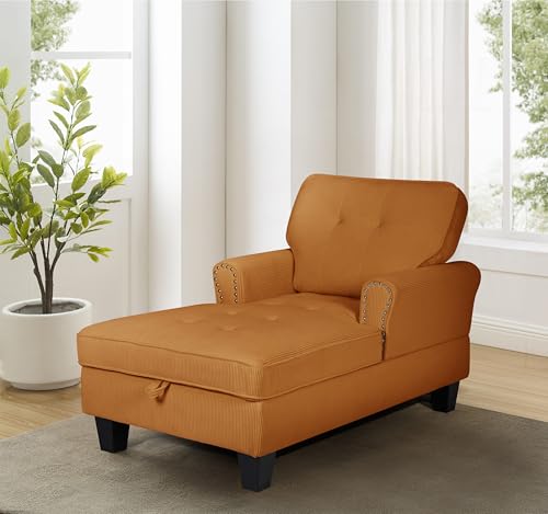 Green Corduroy Upholstered Chaise Lounge Sleeper Sofa Bed Chair N57173