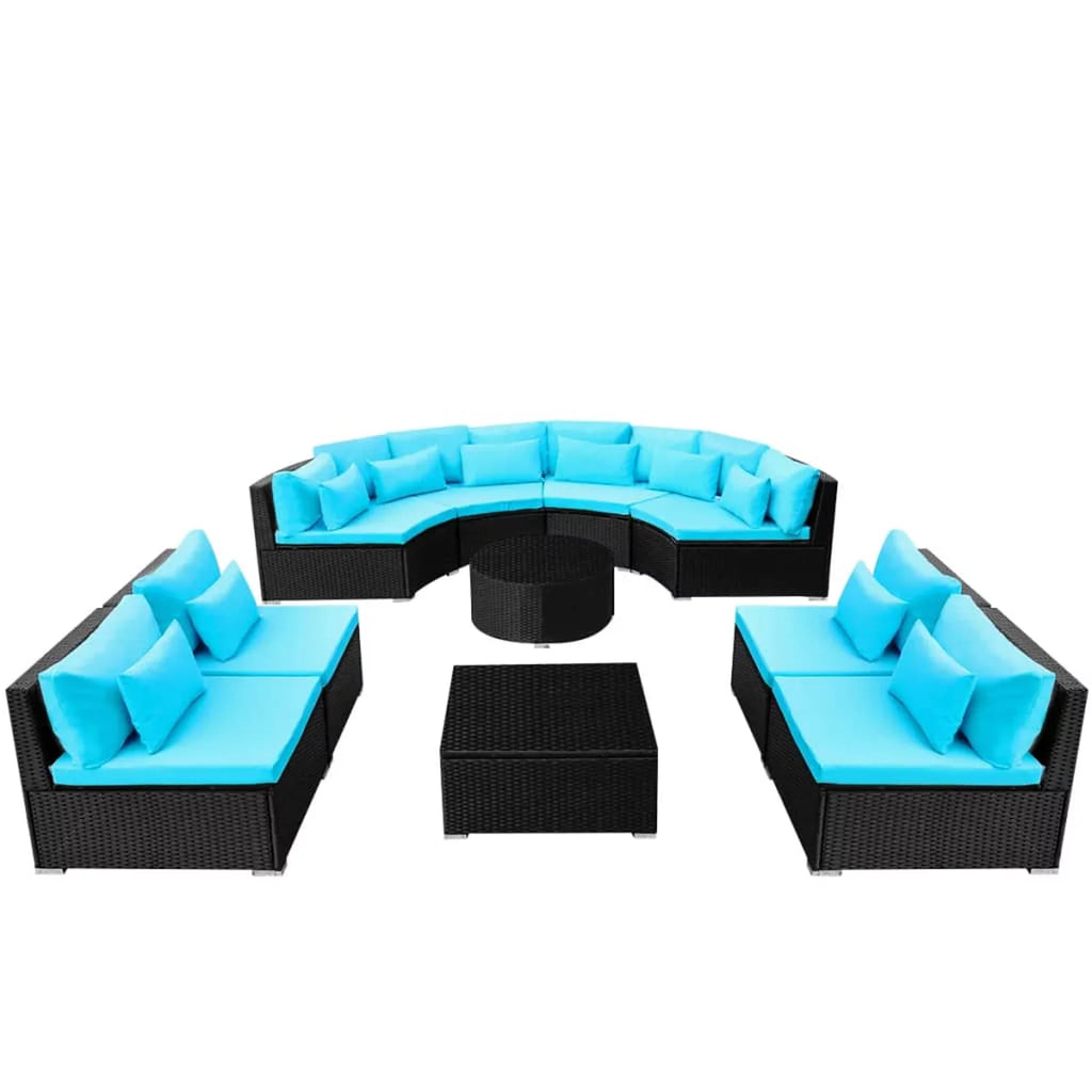13 Piece Poly Rattan Outdoor Sofa Set with Chaise Loungers and Coffee Table Z84569