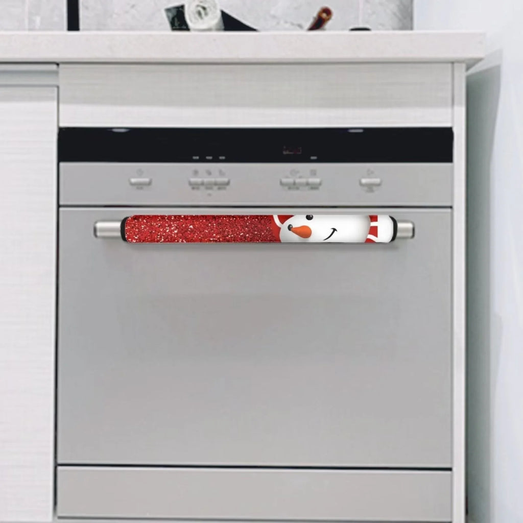 4 Pieces Snowman Refrigerator Door Handle Cover Washable Waterproof Red W4514