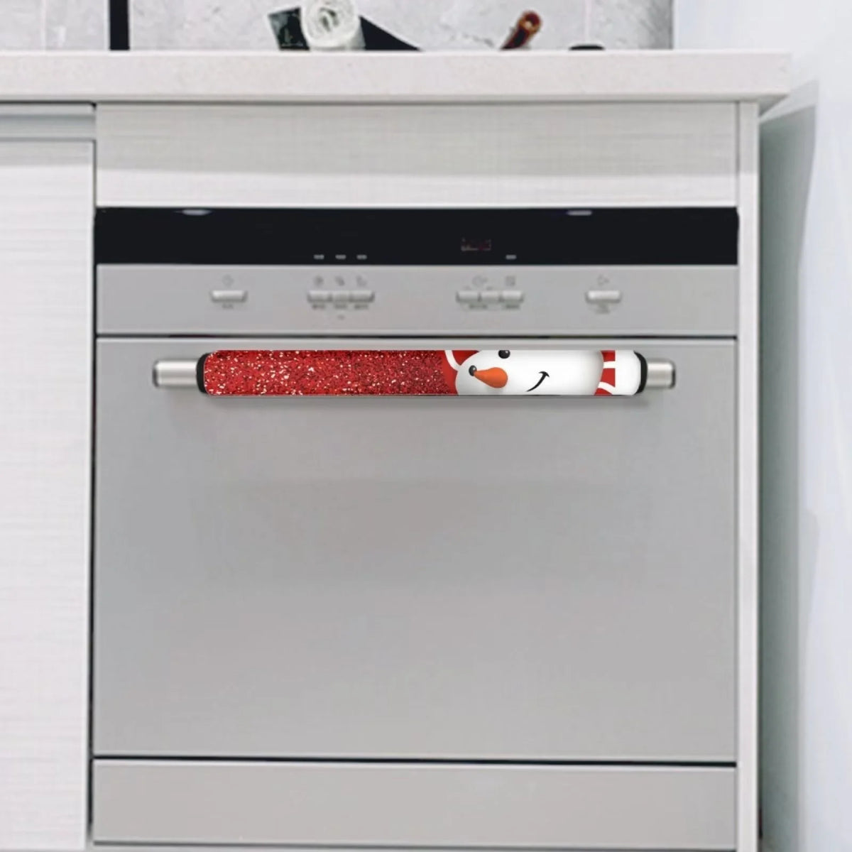 4 Pieces Snowman Refrigerator Door Handle Cover Washable Waterproof Red W4514