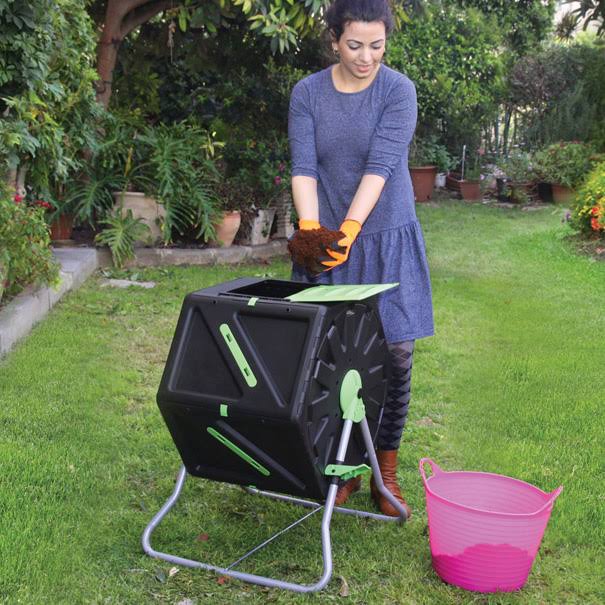 28 Gal Black Garden Composter with Hand Tool Kit E421097