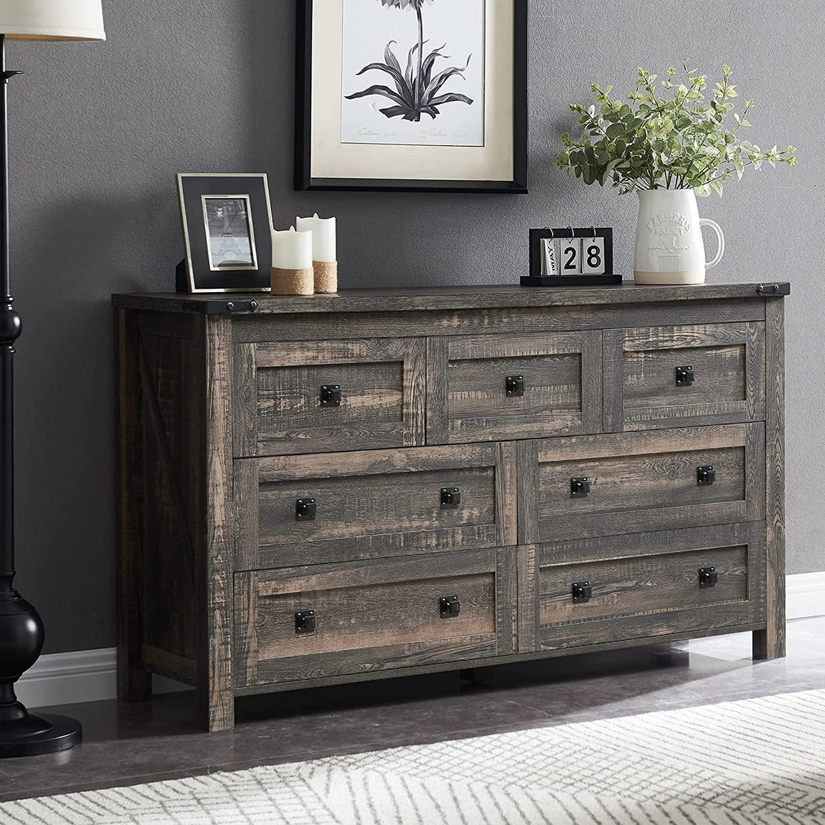 Antique White 8 Drawer Wood Dresser I58564