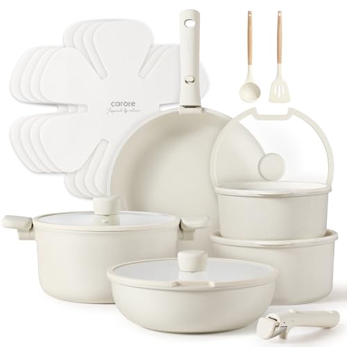 17 Pc Non Stick Cookware Set with Removable Handle Q31829