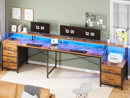 L Shaped Desk with 6 Drawer and File Cabinet Z46514