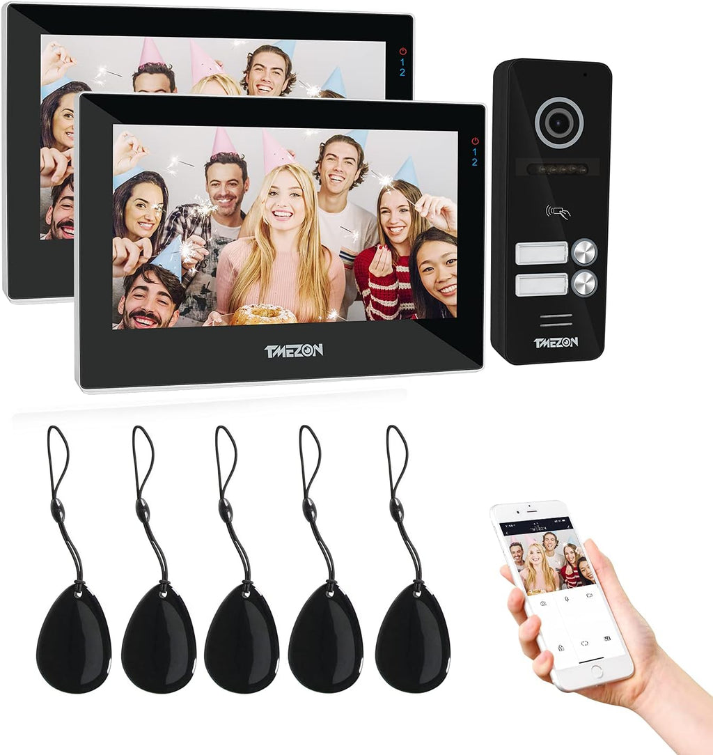 Wireless Intercom System Video Doorphone 7 Inch 2 Monitors Doorbell Camera Night Vision Y73434