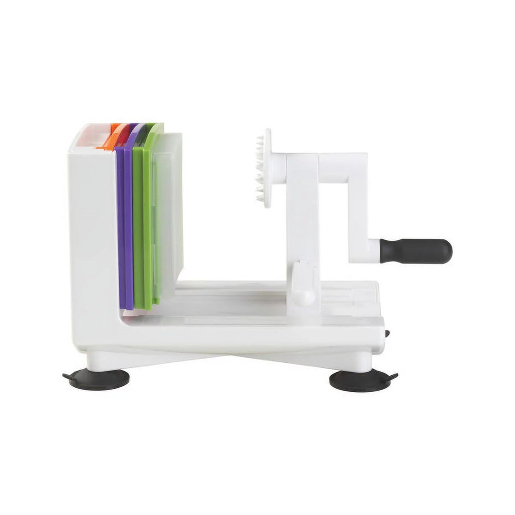 White Counter Top Veggie Spiralizer with Interchangeable Blades B63060