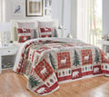Oversize Reversible Quilt Set Cal King Size Bed Cover W1526