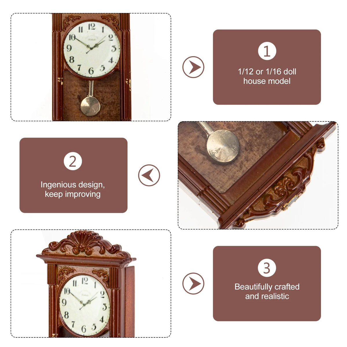 Miniature Metal Dollhouse Furniture Clock S776