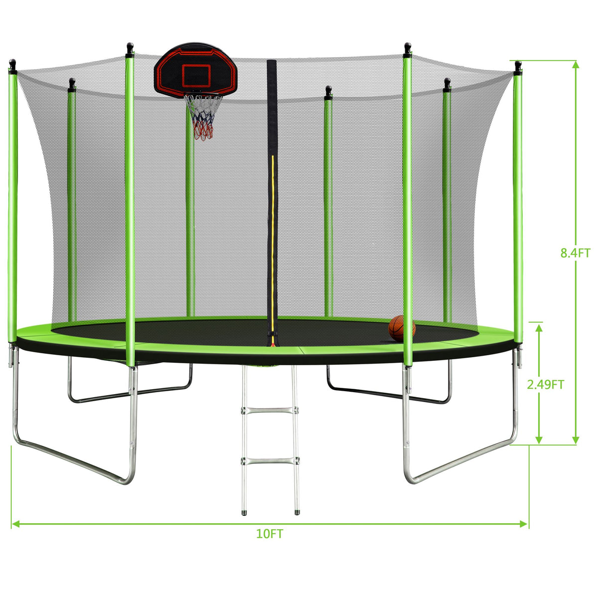 10FT Trampoline with Basketball Hoop and Ladder J2217