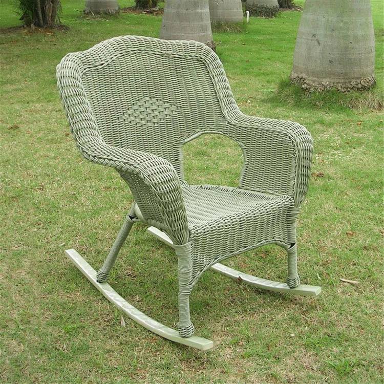 White Resin Wicker Rocker T713