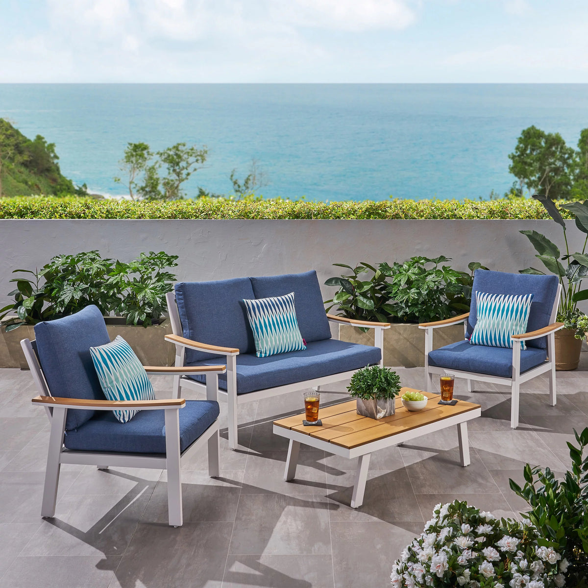 4-Piece Outdoor Aluminum Conversation Set E76142