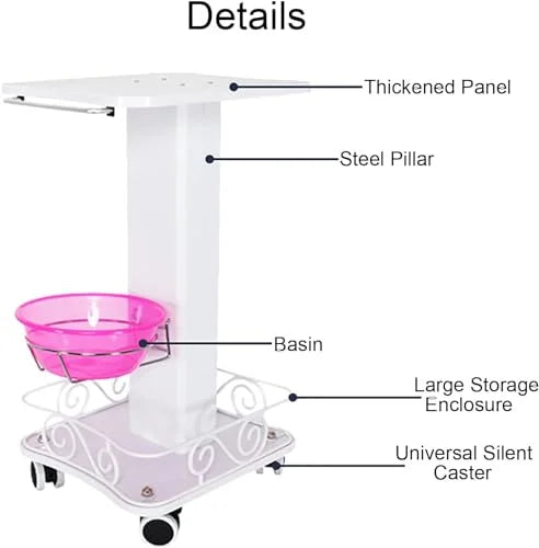 White Rolling Trolley Cart with Wheels and Storage F8218
