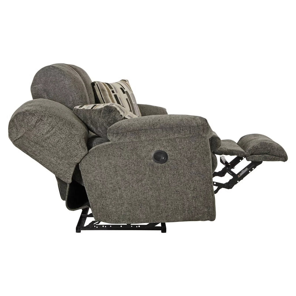 Charcoal Gray Polyester Power Reclining Sofa E8446