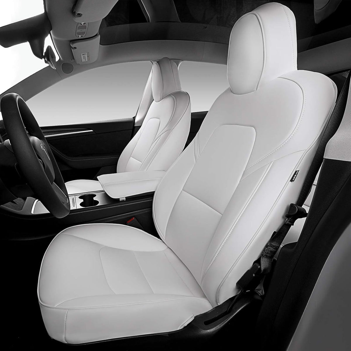 White Nappa Leather 12 Pcs Car Seat Protector with Armrest Cover P327