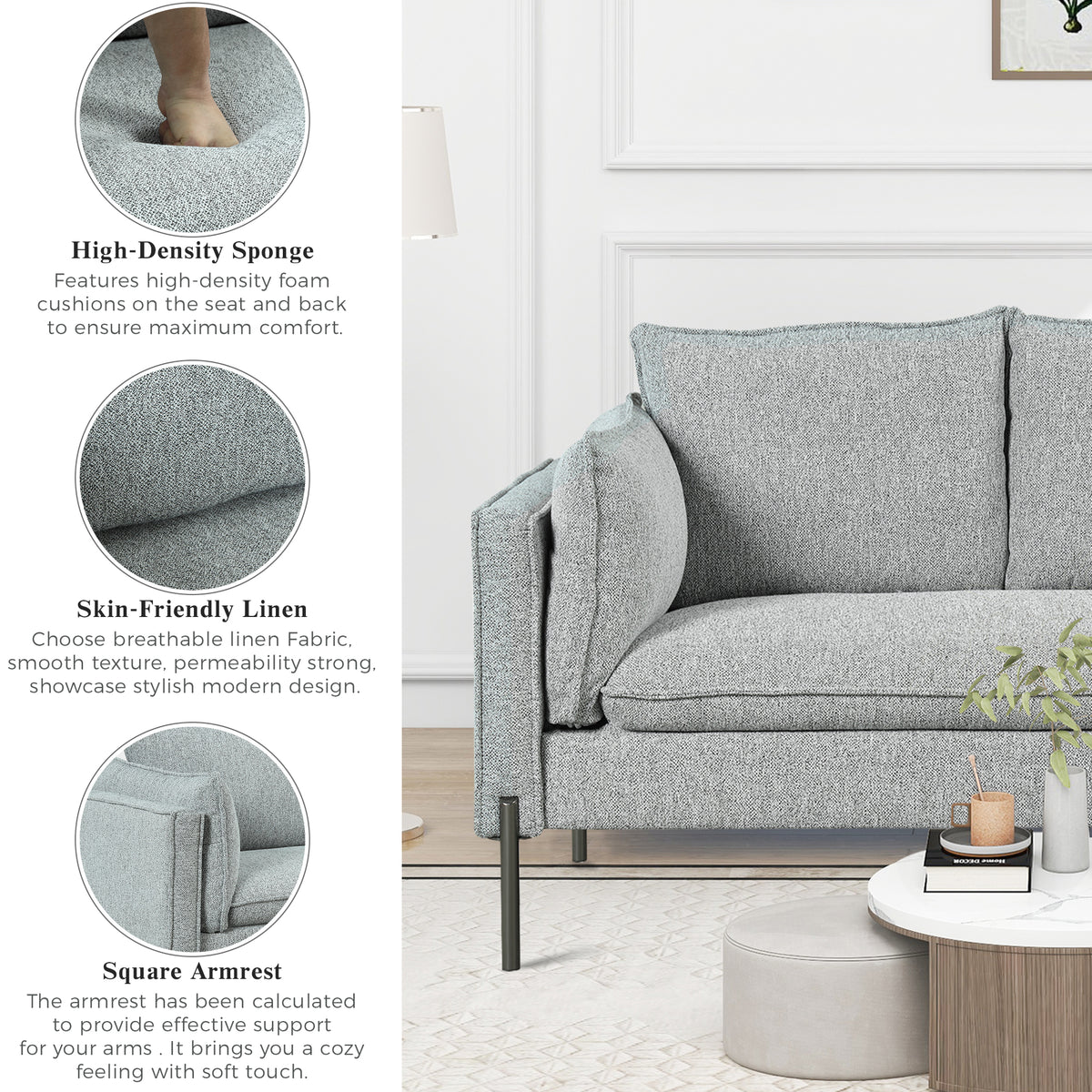 Linen Fabric Loveseat Couch V1562