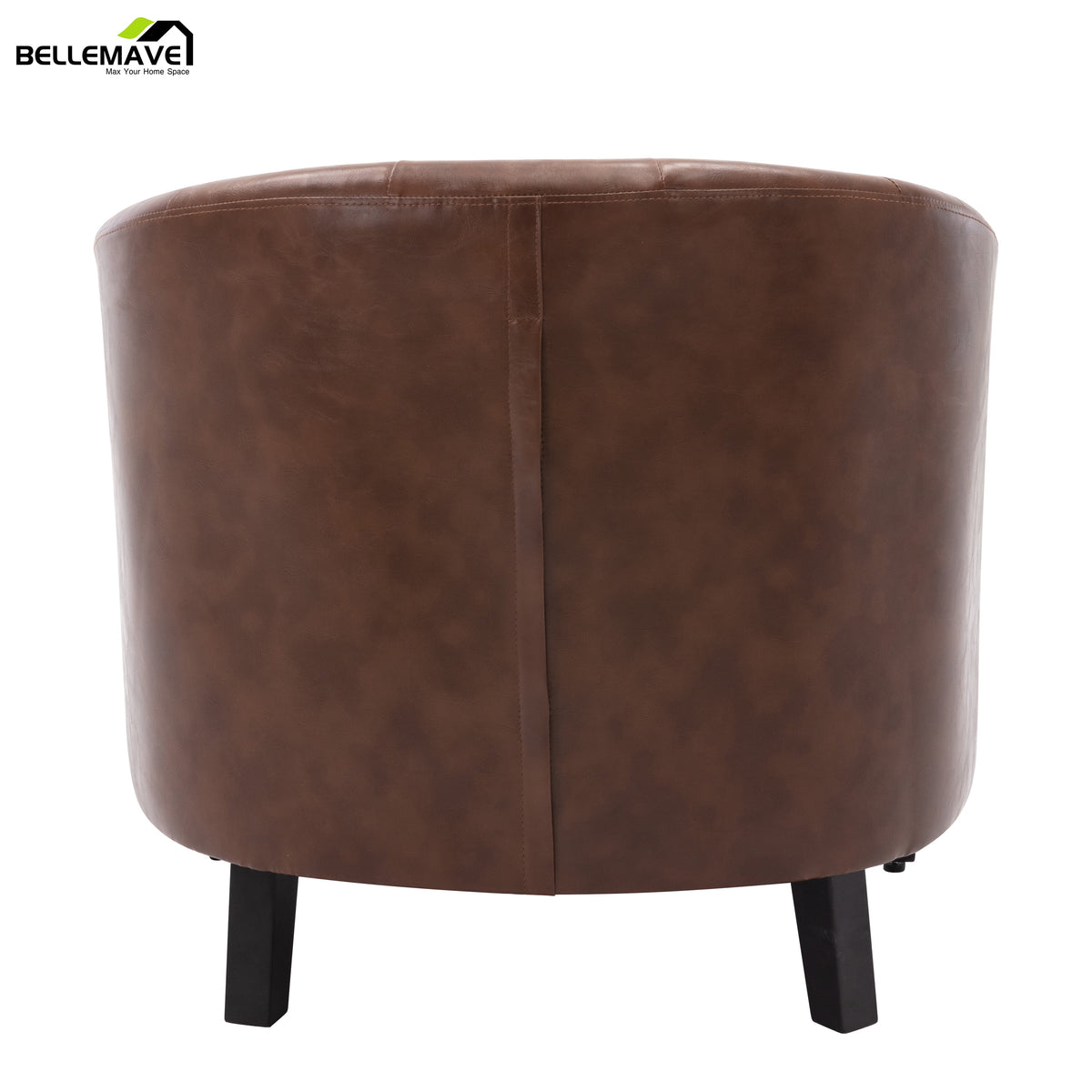 Brown PU Leather Tufted Barrel Chair K4722
