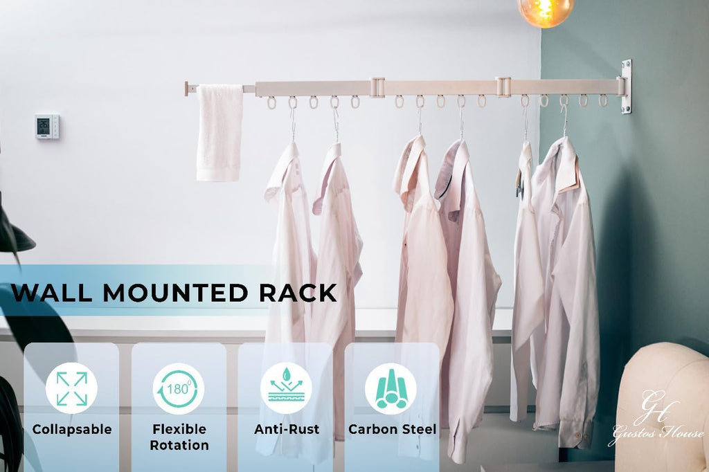 Wall Mounted Retractable Folding Clothes Rack G259699