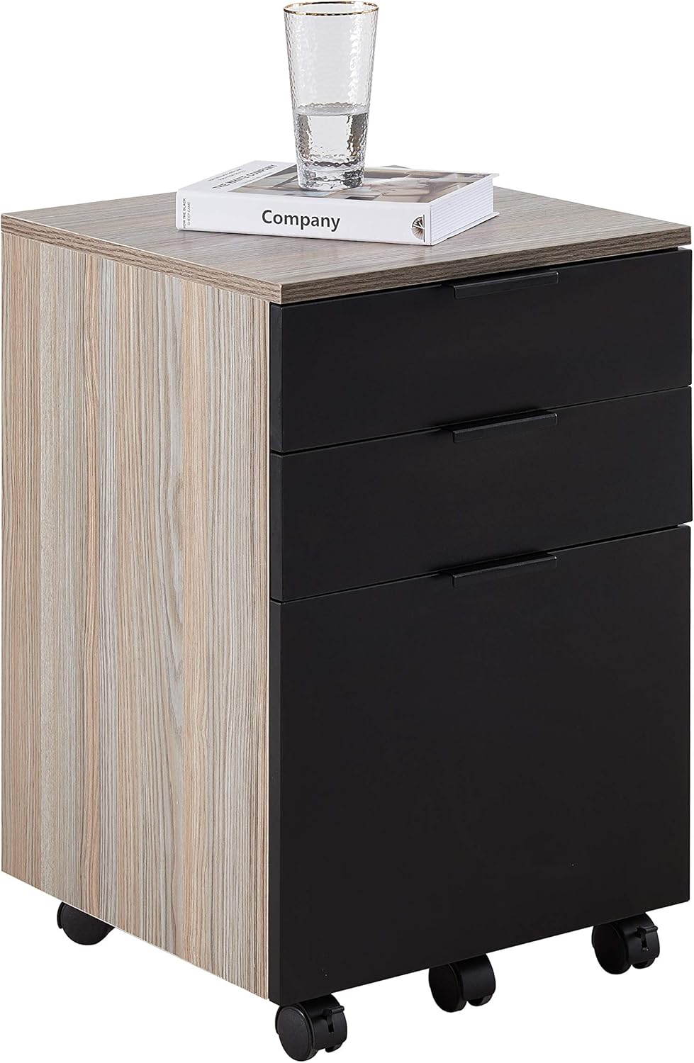 3 Drawer Rolling Wood File Cabinet with Locking Wheels H570