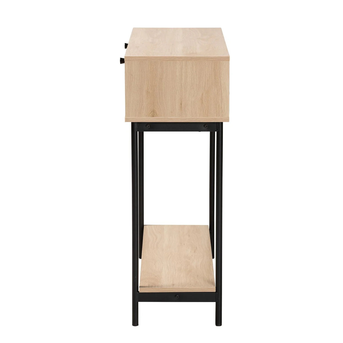 Brown and Black 2-Drawer Console Table with Rattan Accent I223158