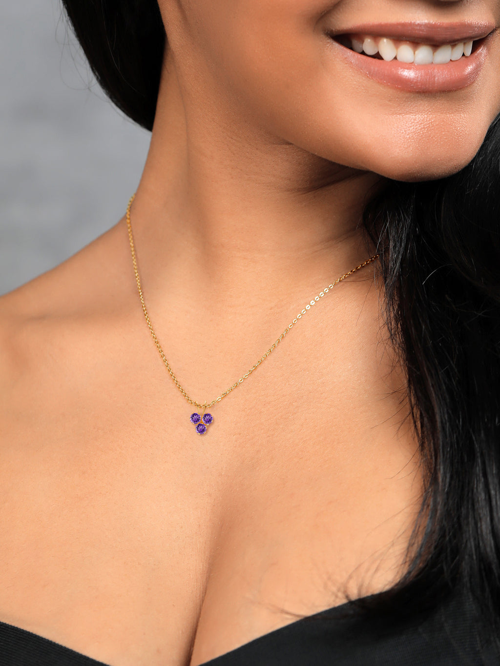 14K Yellow Gold Purple Amethyst Pendant Necklace K67212