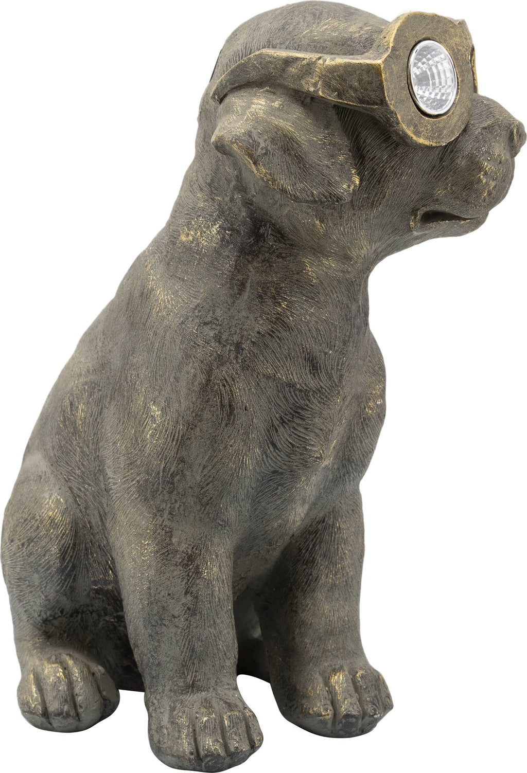 Antique Gold Resin Sitting Dog with Solar C9610