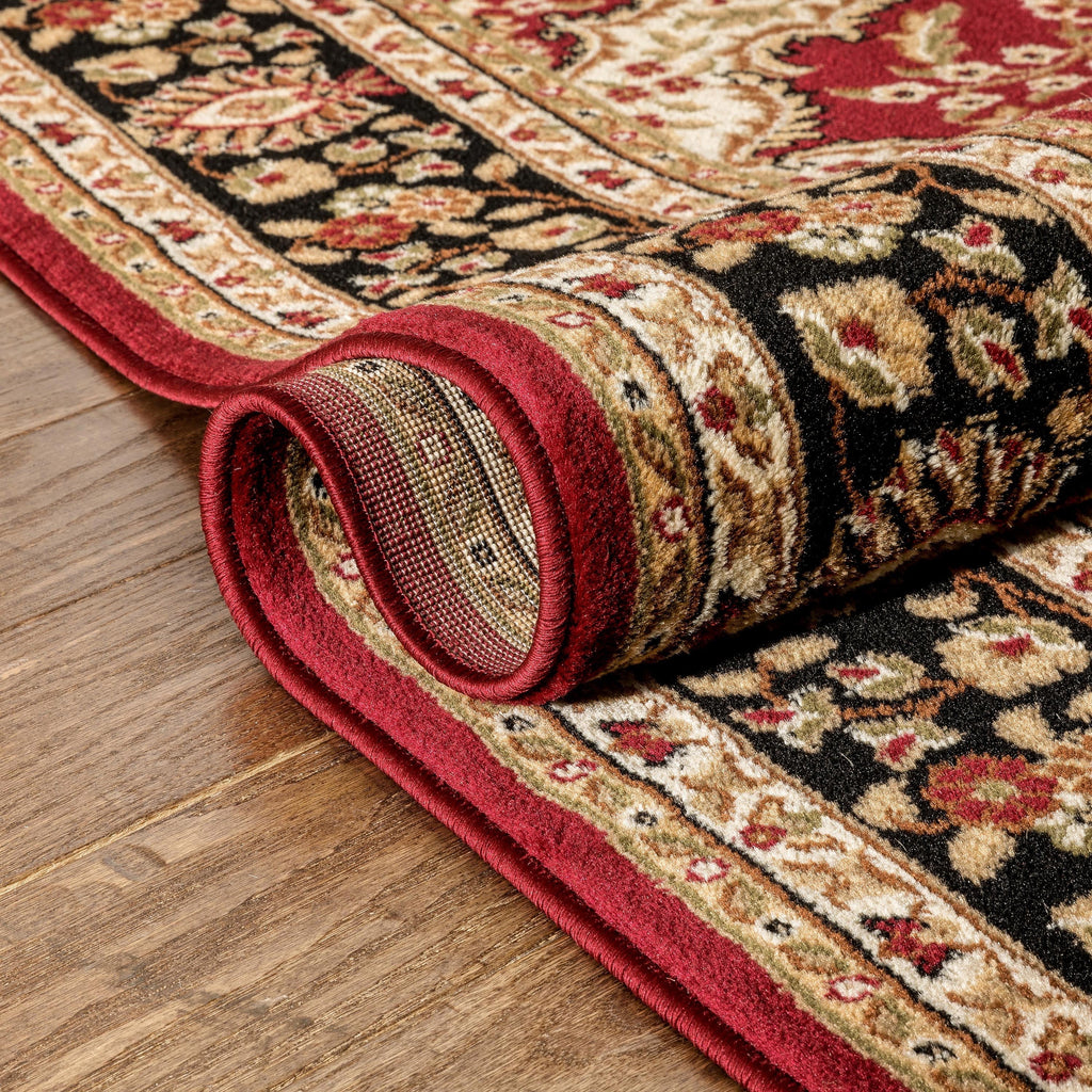 Red Green Ivory Light Blue Black Persian Floral Oriental Area Rug I907921