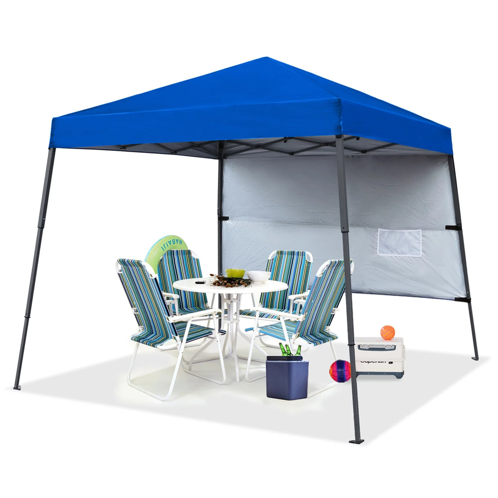10ft x 10ft Pop Up Canopy Tent with Sidewall, Blue K357578