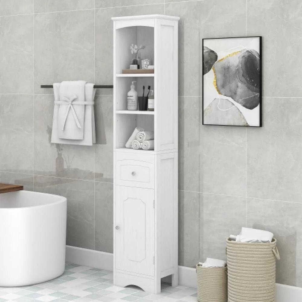 Grey Storage Cabinet with Adjustable Shelves and Drawers U180