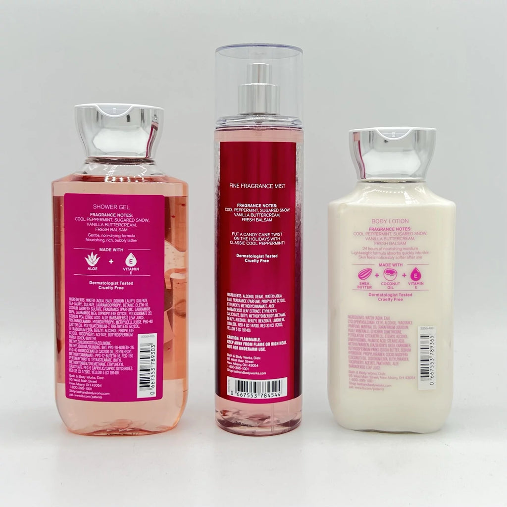 Twisted Peppermint Shower Gel, Fine Fragrance Mist and Body Lotion 3-Piece Bundle E36549