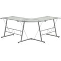 L-Shaped Clear Glass and Metal Corner Desk N6981