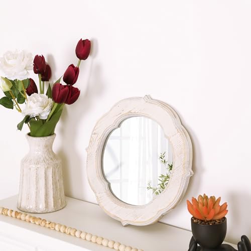 Distressed White Small Wall Mirror A39210