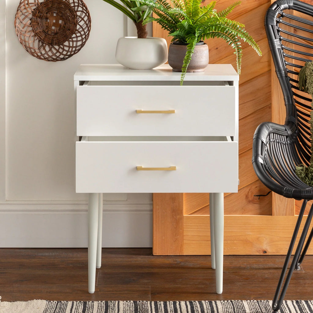 White 2 Drawer Side Table Set of 2 F428