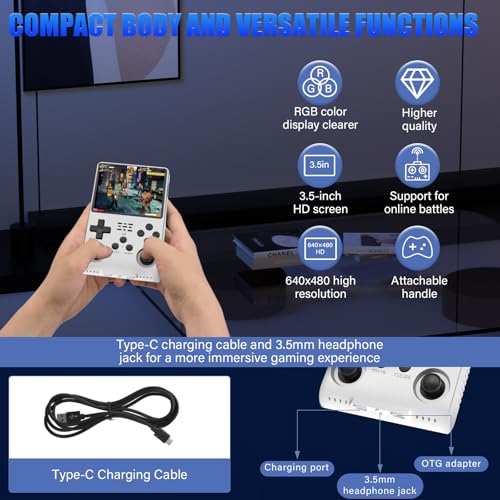 White Handheld Game Console 3.5-Inch IPS Screen 30000 Games 256G TF Card N903