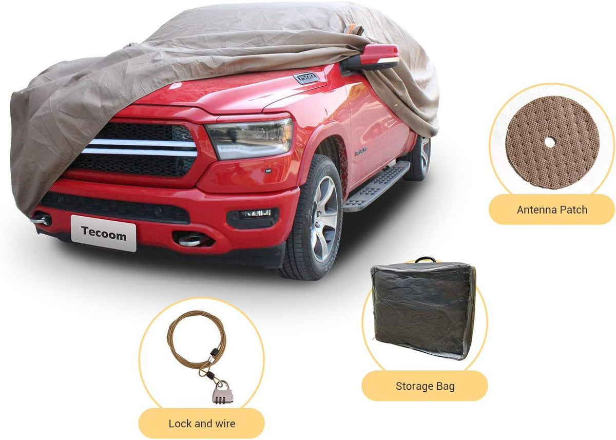 Full Size Truck Car Cover Waterproof Windproof with Straps Buckles Antenna Patch Pack of 2 R94989
