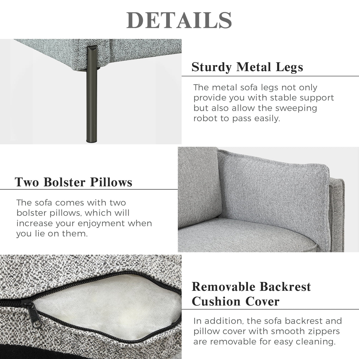 Linen Fabric Loveseat Couch V1562