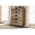 Light Brown Wood 5-Drawer Chest I68279