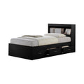 Twin Size Captain Bed with 3 Drawers and Headboard in Black Wood W4487